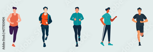 Running Men: Minimalistic Vector Graphics Bundle of Sporty Men in Running Apparel