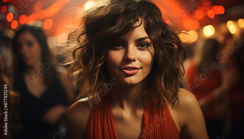 Wallpaper Mural Young adult woman smiling, enjoying nightlife at nightclub generated by AI Torontodigital.ca