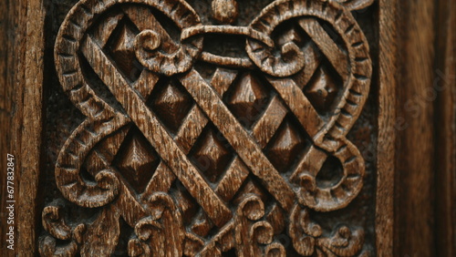 Artistry of Ages Elegant Ornamentation on Ancient Wooden Door in Antique Architecture © Marco