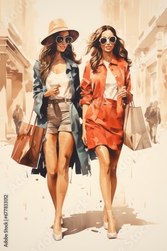 The girls go shopping. Women's shopping.