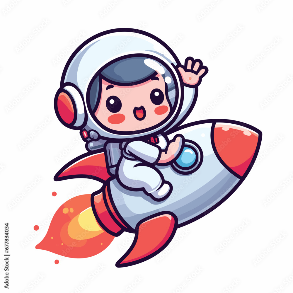 an astronaut sitting on the rocket flat simple vector illustrations on white background an astronaut sitting on the rocket flat simple vector illustrations on white background