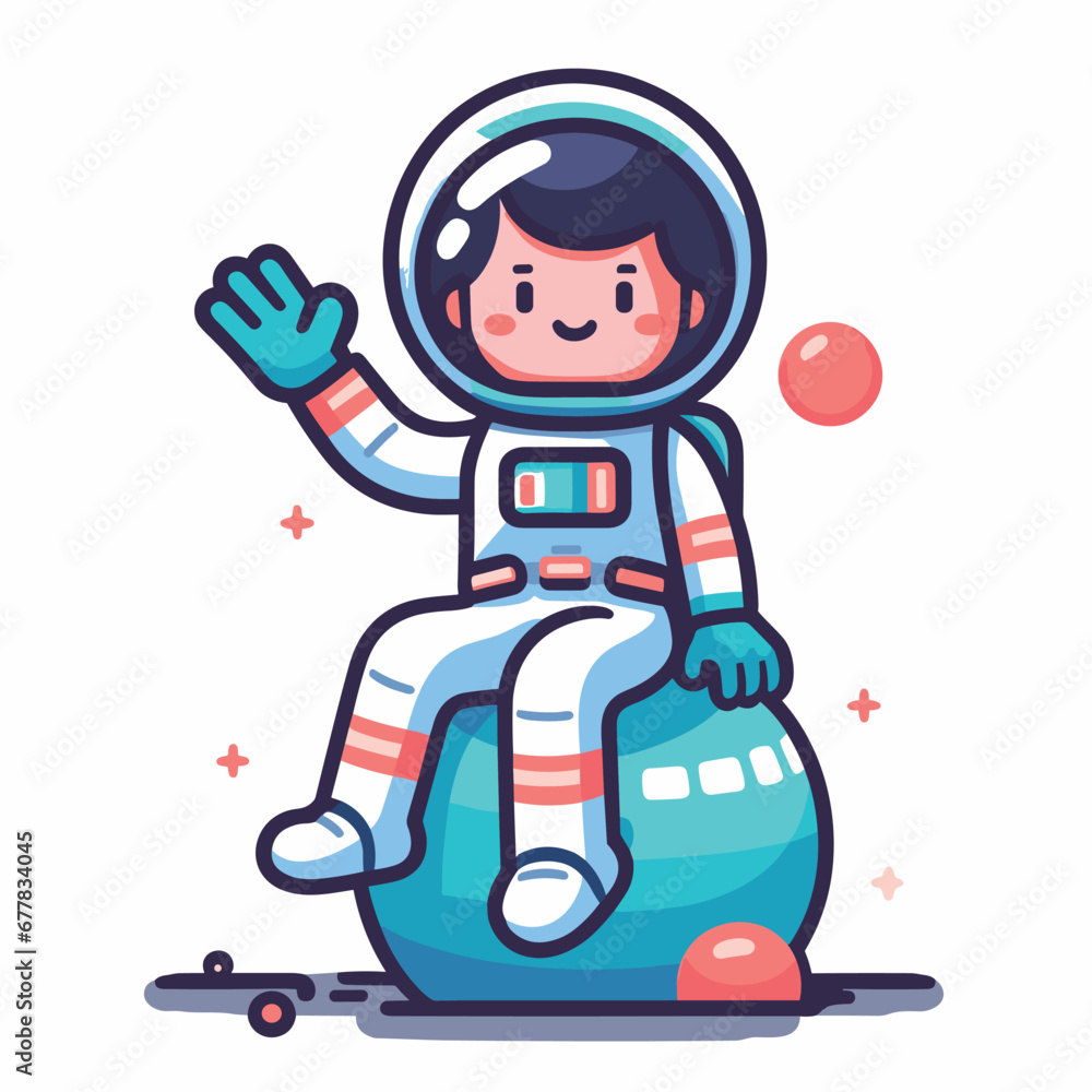 an astronaut sitting on the globe flat simple vector illustrations on white background an astronaut sitting on the globe flat simple vector illustrations on white background