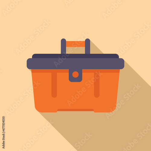 Service tool box icon flat vector. Broken washing machine. Pope dish wash