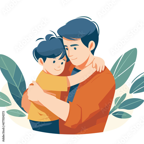 fathers day cute illustration a father admires his son