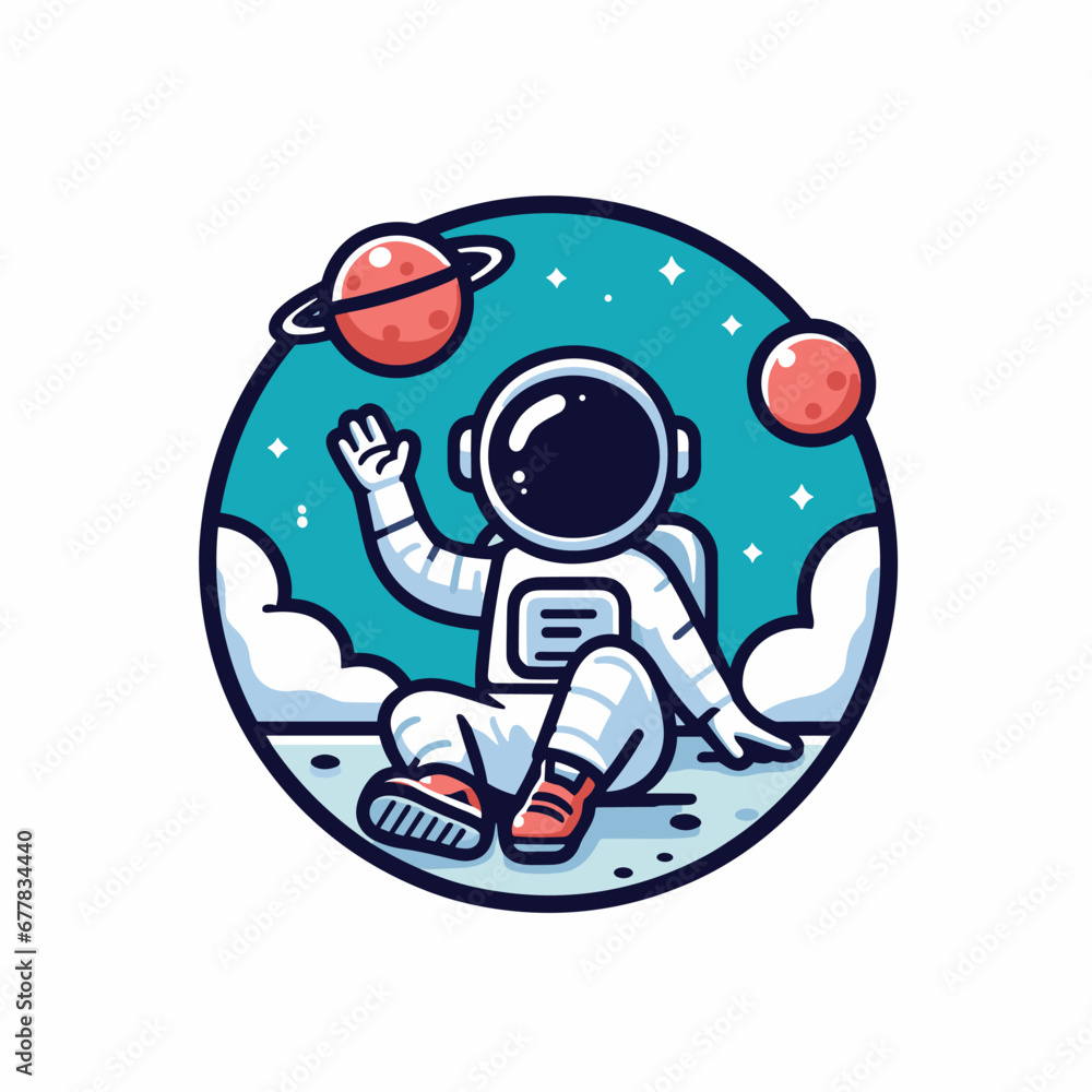 an astronaut sitting on the globe flat simple vector illustrations on white background an astronaut sitting on the globe flat simple vector illustrations on white background