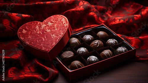 Chocolate box for lovers in red colors for Valentine's Day