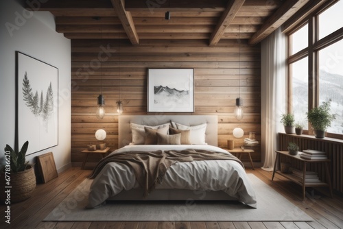 Rustic interior design of modern bedroom 