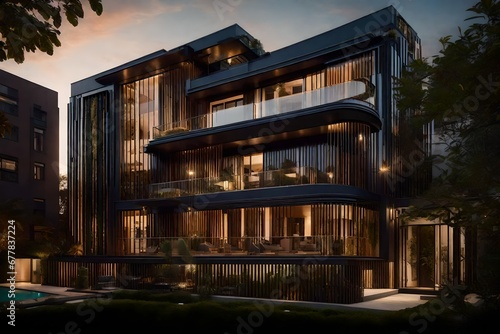 The harmonious blend of historical aesthetics and Art Deco design in a residence's exterior, with a focus on timeless beauty