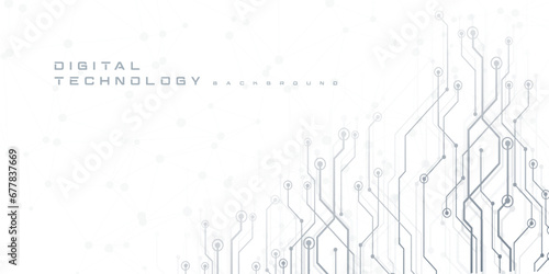 Digital technology futuristic internet network speed connection white background, cyber nano information, abstract communication, innovation future tech data, Ai big data line dot illustration vector