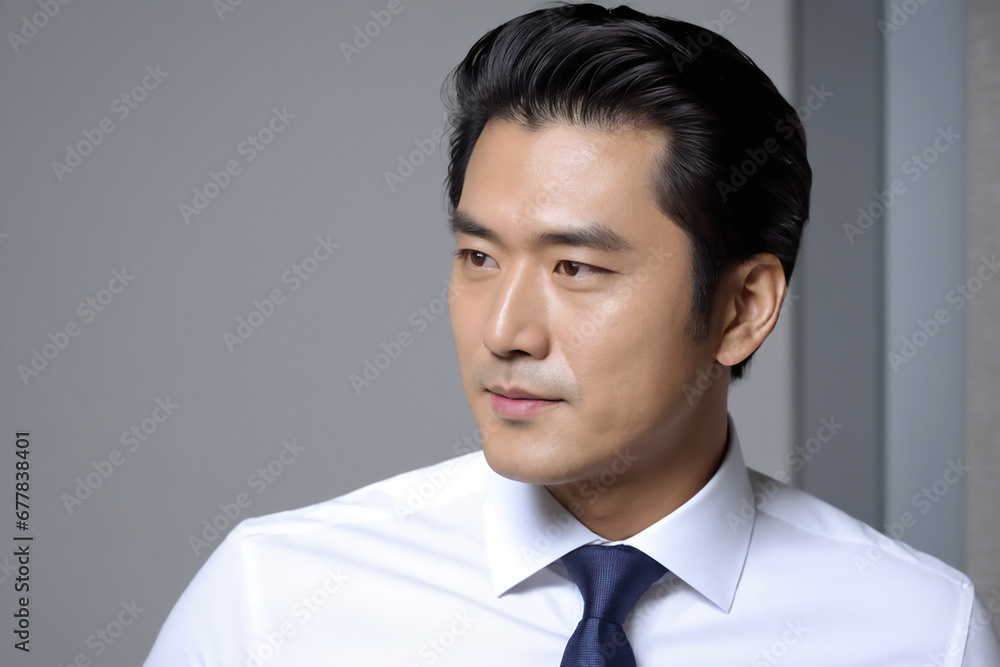 Asian Businessman wearing white shirt looking professional Asian Businessman wearing white shirt looking professional