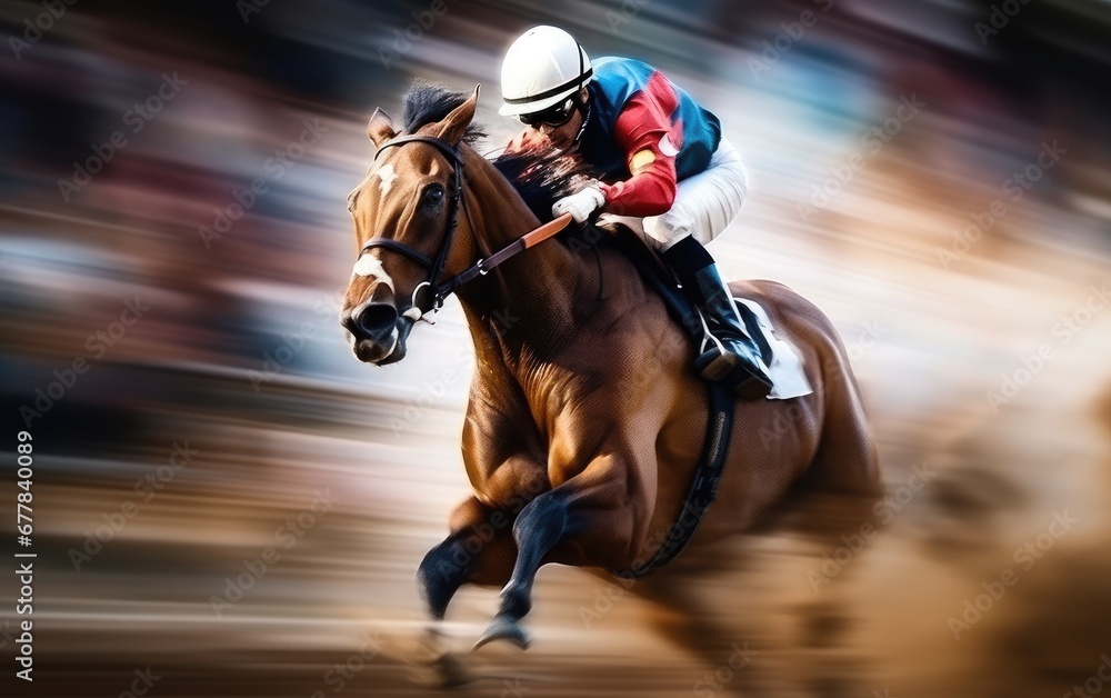 Fototapeta premium Jockey on a racing horse