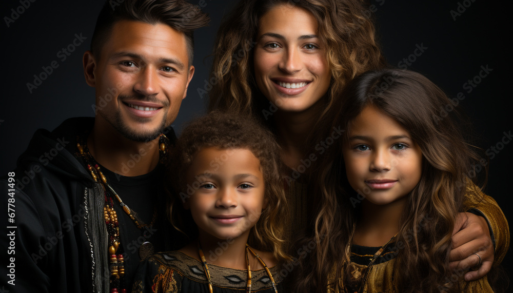 Fototapeta premium Smiling child, happiness, looking at camera generated by AI