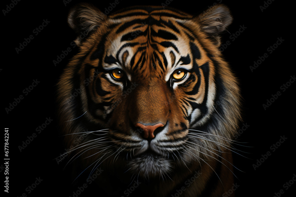 tiger walking staring eyes