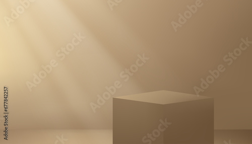 Background Gold Wall Studio with Shadow,light on floor,Empty Room with Podium Display,Vector Banner Template mock up for cosmetic product presentation on Christmas,New Year,Black Friday,Sale,Promotion © Anchalee