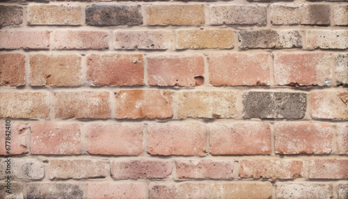 Weathered brick wall, solid construction material, old fashioned building design generated by AI