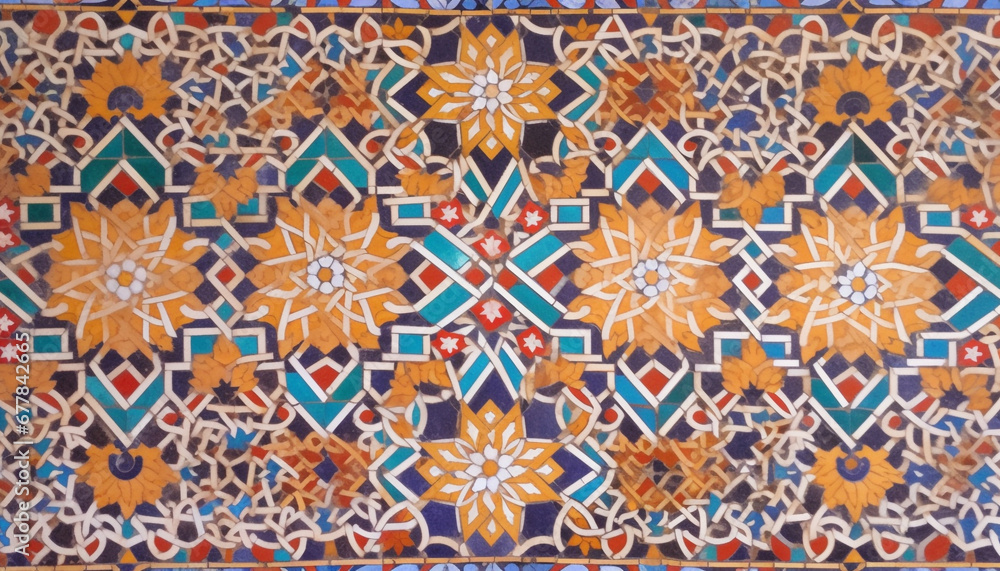 Ornate mosaic tile flooring showcases indigenous cultures' creativity and elegance generated by AI