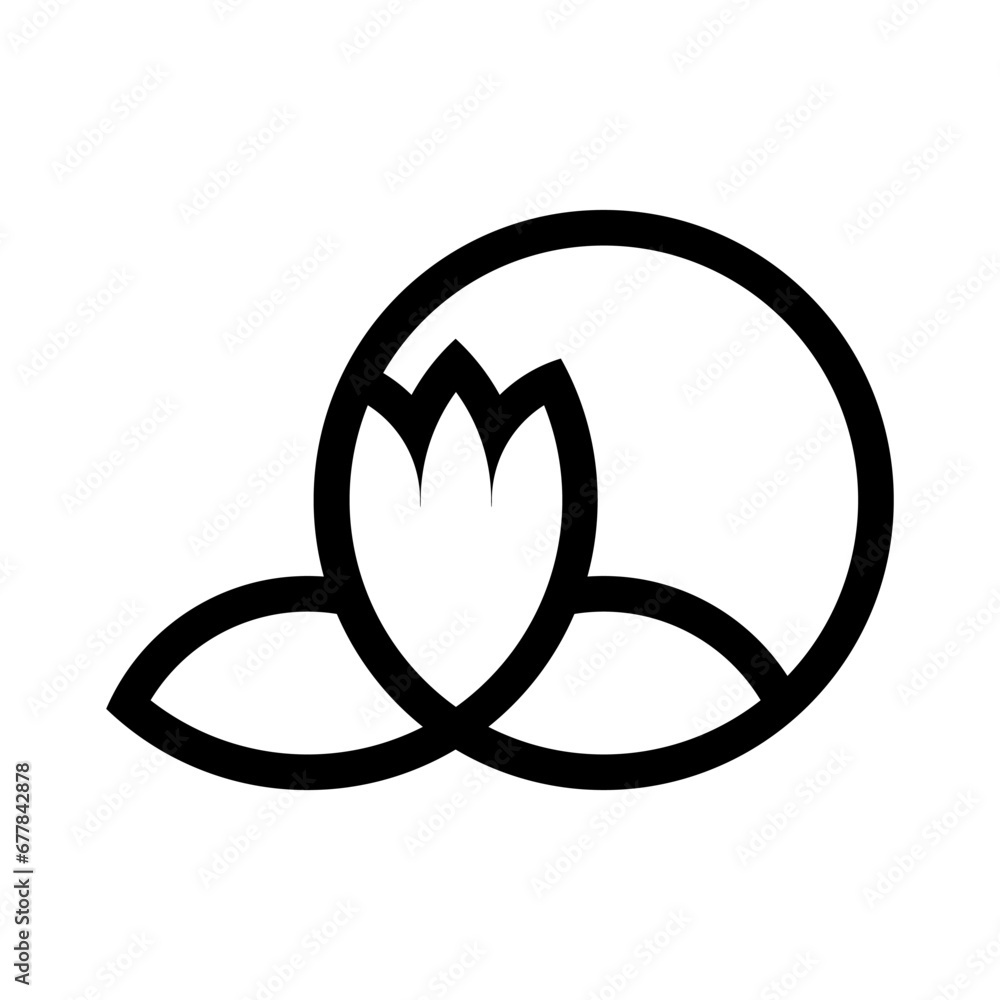 Black Vector flower logo illustration of an element made is on a white background Black Vector flower logo illustration of an element made is on a white background