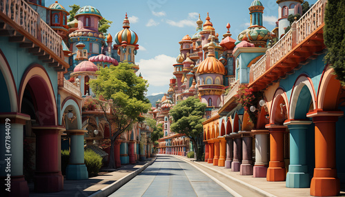 Famous place of spirituality, religion, and history in vibrant cityscape generated by AI