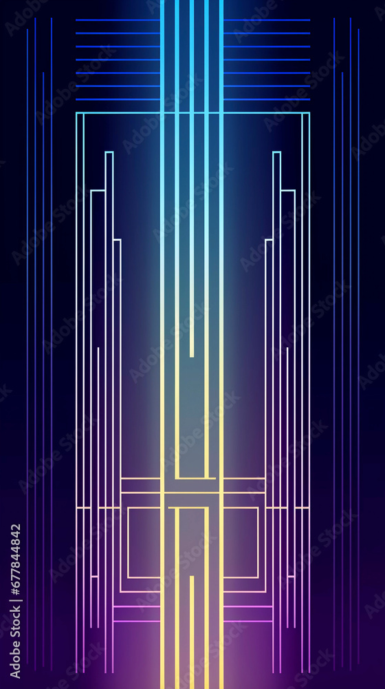 Gradients, lines form modern hieroglyphs with symmetrical lines, Generative AI Gradients, lines form modern hieroglyphs with symmetrical lines, Generative AI
