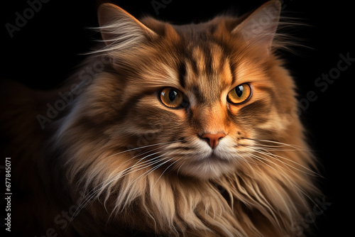 A beautiful adult persian long haired cat with yellow eyes