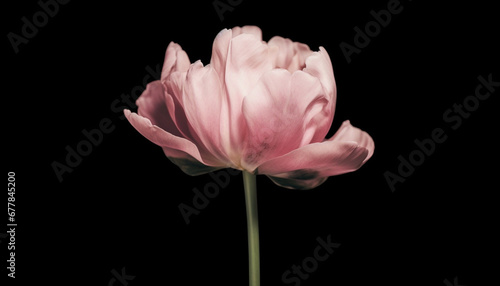 Single pink tulip in bloom, beauty in nature fragility generated by AI