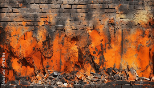 Rusty burnt orange brick wall, a textured abstract backdrop generated by AI