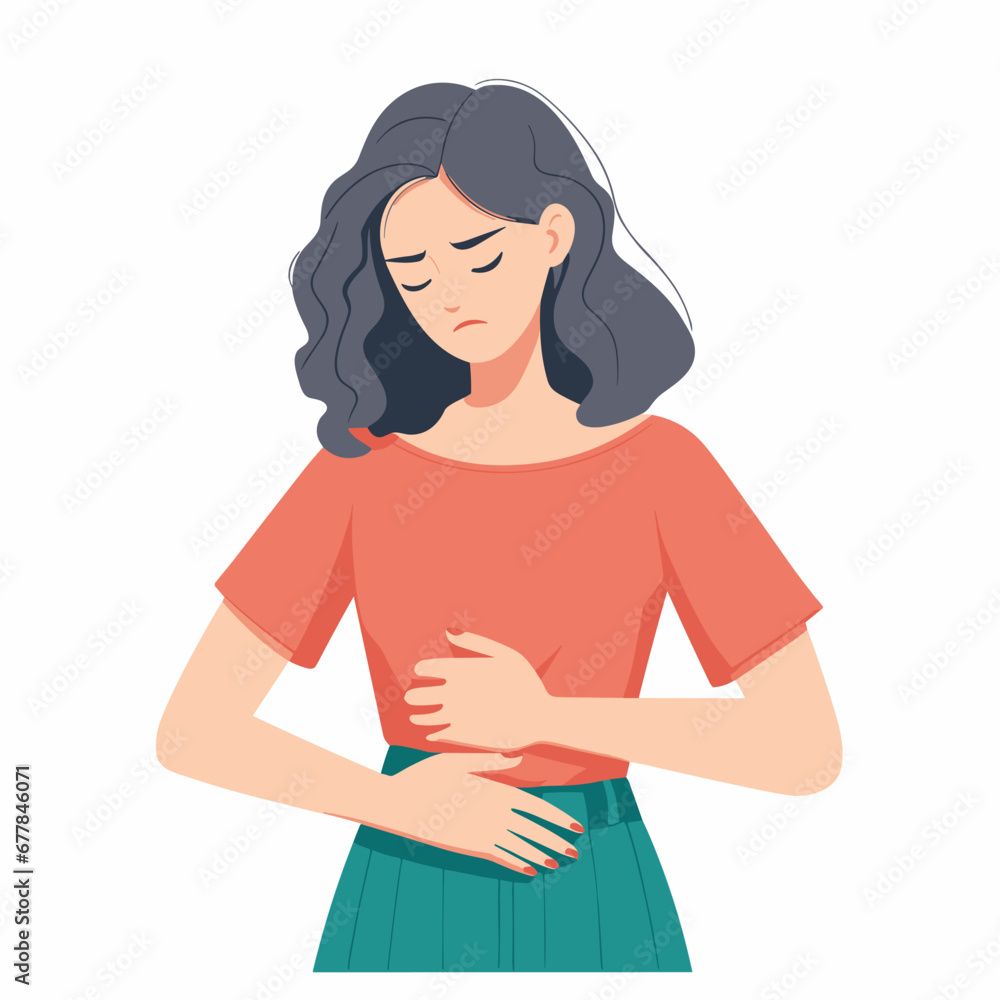 paining in the woman stomach vector illustrations on white background paining in the woman stomach vector illustrations on white background