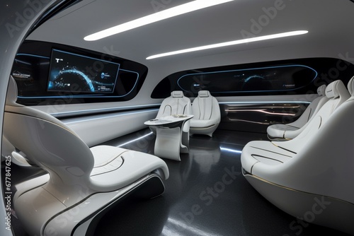 Innovative interior design of a futuristic car: a cutting-edge masterpiece. Generative AI