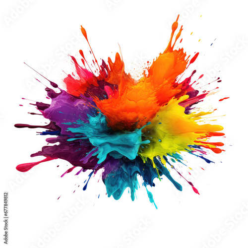 A color explosion of paint splashing, isolated on white, transparent background