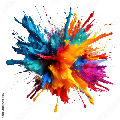 A color explosion of paint splashing, isolated on white, transparent background