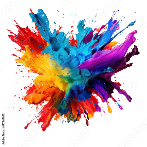 A color explosion of paint splashing, isolated on white, transparent background