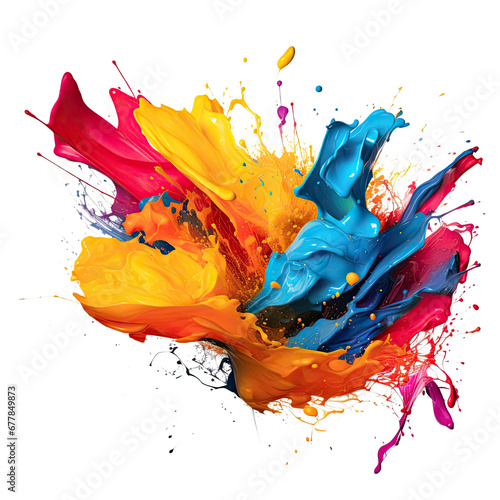 A color explosion of paint splashing, isolated on white, transparent background