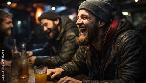 Group of friends enjoying drinks at a bar generated by AI