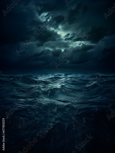 Illustration of ocean water at night, abstract background  © TatjanaMeininger