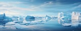 Arctic ocen with icebergs, web banner format