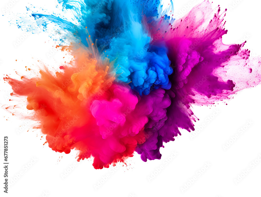 Unique and different color powder explosion on transparent background Unique and different color powder explosion on transparent background