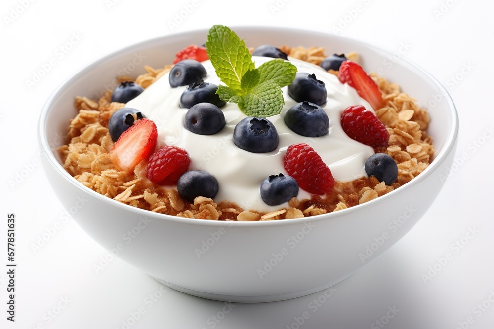 cereal bowl with fruit and cream cereal bowl with fruit and cream