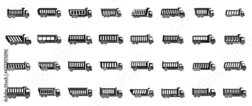 Car tipper icons set simple vector. Truck car. Container lorry load