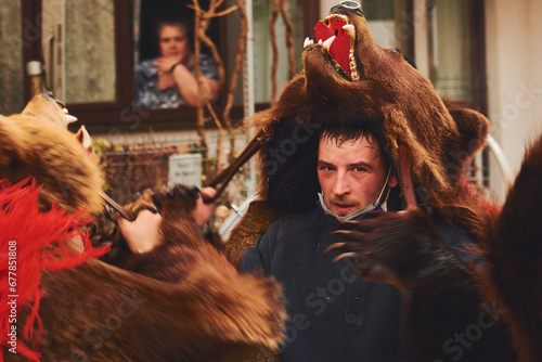 Obraz na płótnie New Year's masks, traditions, carolers and customs in Romania w salonie