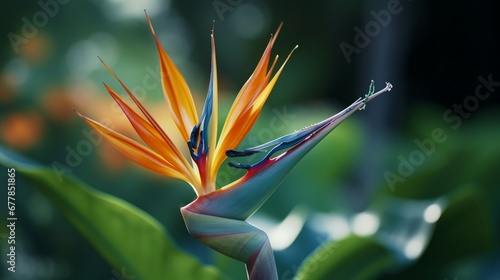 A close-up of a Bird of Paradise bud just beginning to unfurl, emphasizing the fine details and patterns within the flower © rojar deved