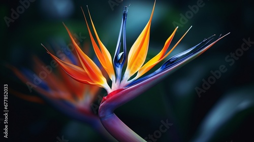 A macro shot of a Bird of Paradise flower's unique structure, emphasizing the exquisite and delicate components that make it a natural wonder