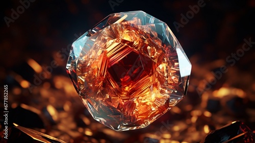 A 3D-rendered Musgravite gemstone rotating in a virtual space  highlighting its facets.