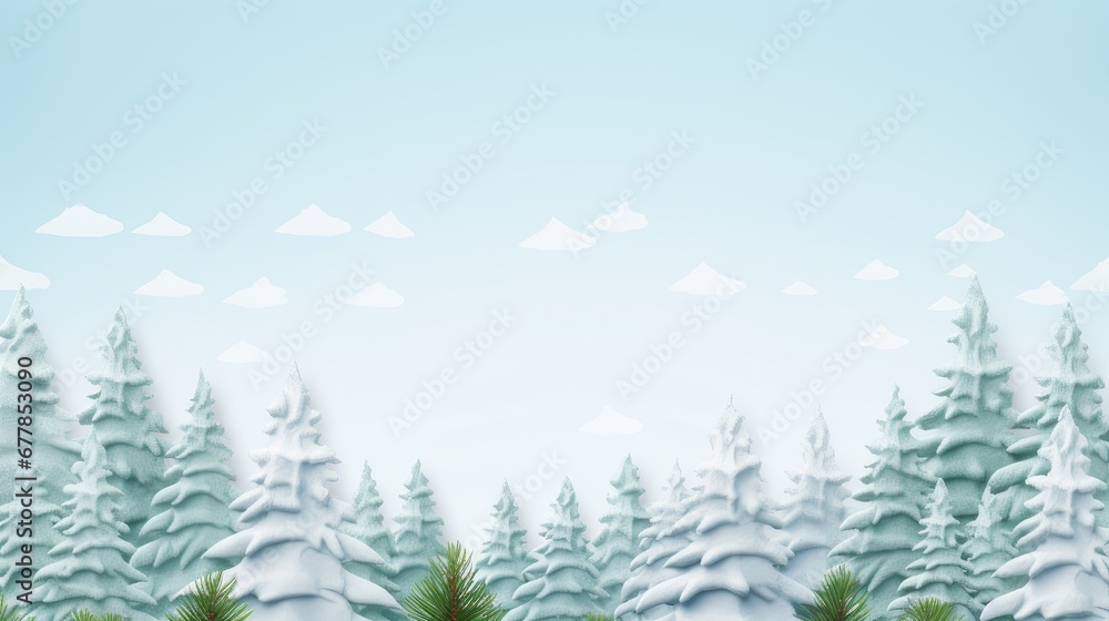 Fototapeta premium a frame using delicate snowflakes on a pastel background, capturing the essence of winter, a flat lay with a top view, ensuring there's ample copy space for additional elements.