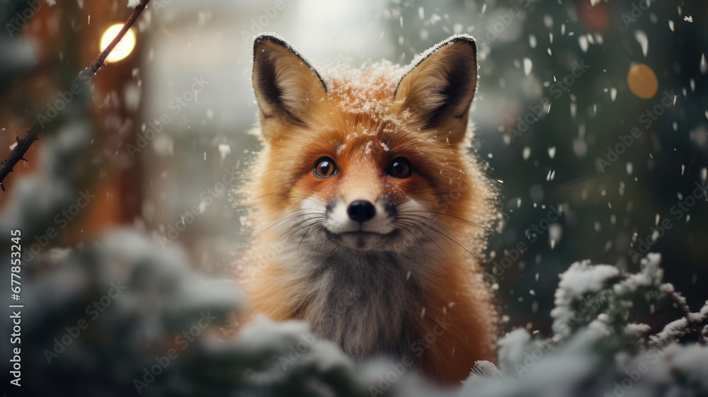 Fototapeta premium red fox in snow