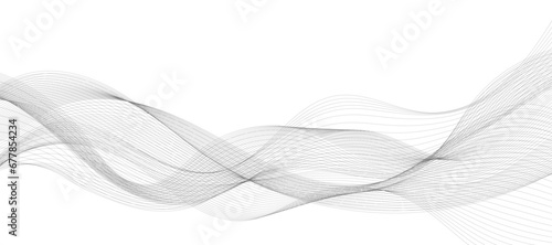 Abstract wave element for design. Digital frequency track equalizer. Stylized line art background. Vector illustration. Wave with lines created using blend tool. Curved wavy line, smooth stripe.