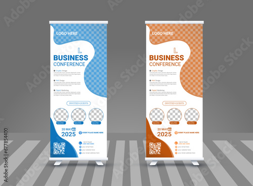Εκτύπωση καμβά Minimalist corporate rollup banner design , business roll banner design layout,