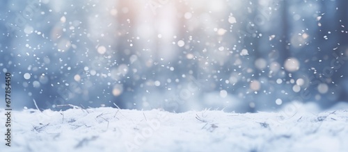 Winter background of snow and frost with free space for text