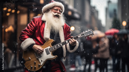 Santa Claus Rocking Out on the Street