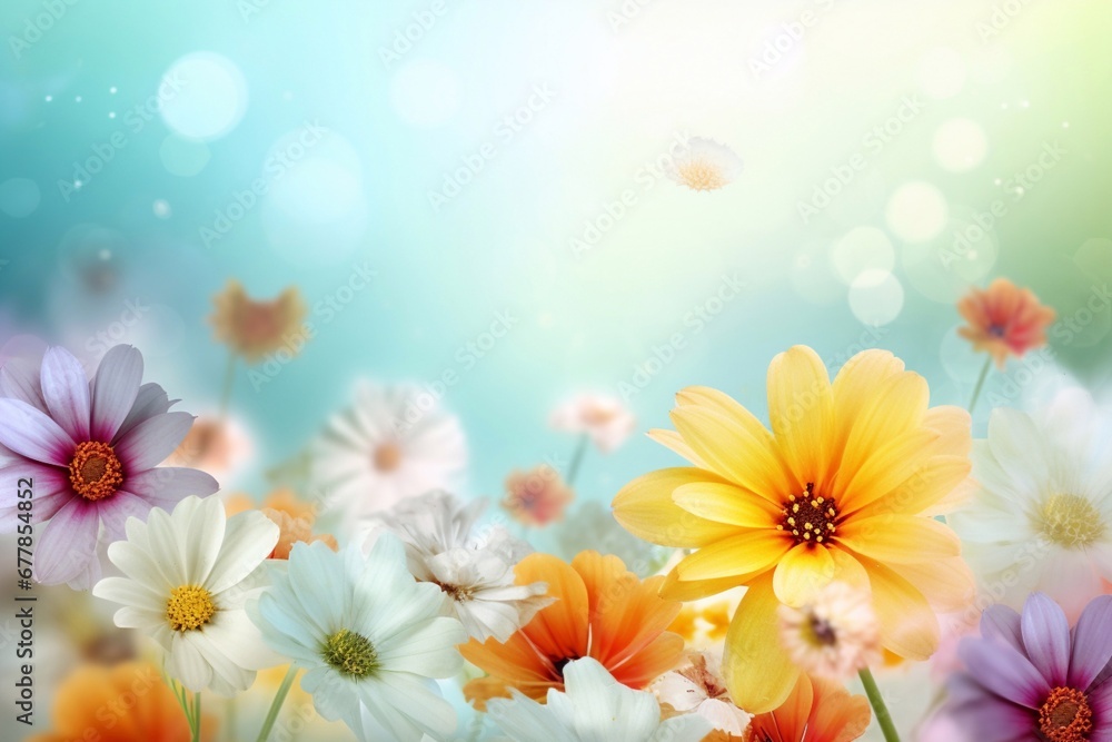 Background of colorful gerbera flowers. Generative AI
