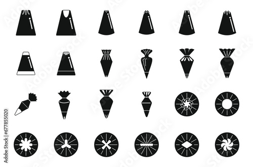 Icing nozzles icons set simple vector. Cake decoration. Tip frosting icing